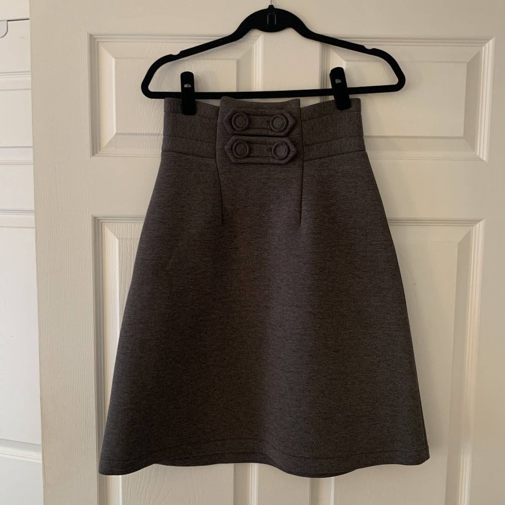 Cynthia Rowley Gray Neoprene Midi Skirt Sample 4/6
